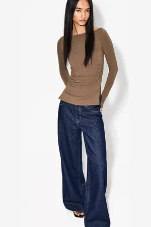 Bershka Maglietta Maniche Lunghe Arricciature Donna L