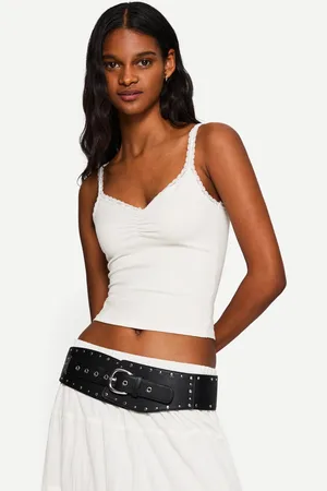 Bershka Top Spalline Pizzo Donna Xl