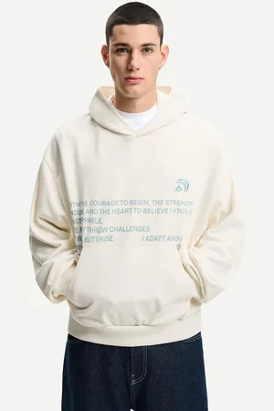 Bershka Felpa Boxy Con Cappuccio E Stampa Uomo M
