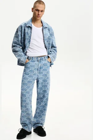 Bershka Jeans Baggy Jacquard Uomo 46 (Eu 40)