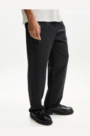 Bershka Pantaloni Wide Leg Semplici Misto Lino Uomo L