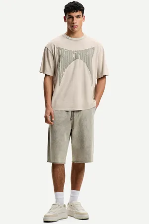 Bershka Bermuda Baggy Effetto Slavato Uomo L