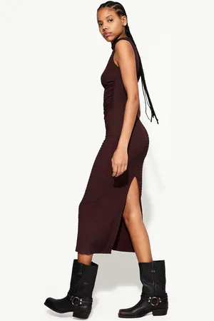 Bershka Vestito Midi Con Struttura Attillata Donna M