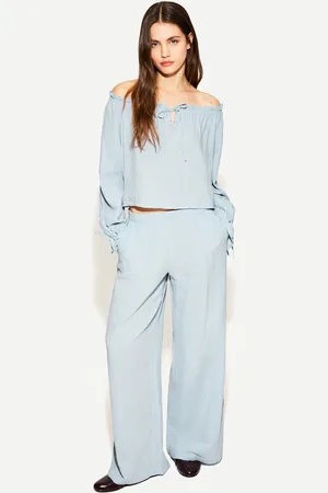 Bershka Camicetta Off-Shoulder Con Fiocco Donna L
