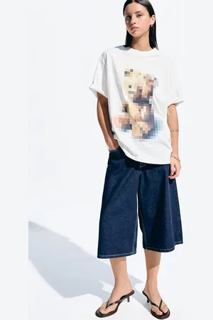 Bershka Maglietta Maniche Corte Stampa Donna L