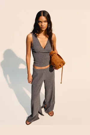 Bershka Pantaloni A Gamba Larga Con Texture Donna Xl