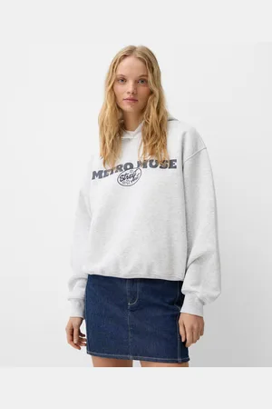 Bershka Felpa Cappuccio Stampa Donna Xs