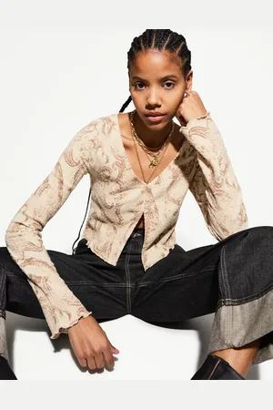 Bershka Cardigan Con Bottoni E Stampa Donna M