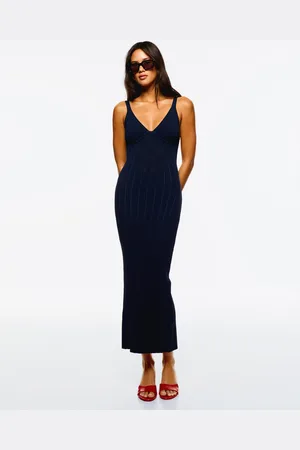 Bershka Vestito Midi Con Spalline Traforato Donna M
