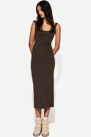 Bershka Vestito Midi Con Bretelle Donna M