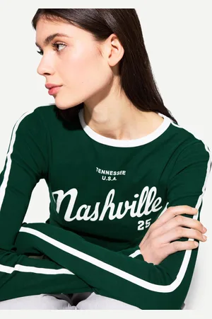 Bershka Maglietta A Maniche Lunghe Stampa Donna Xs
