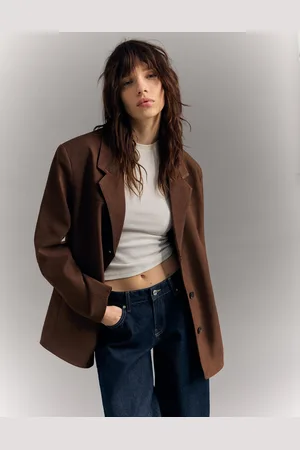 Bershka Blazer Effetto Scamosciato Donna L