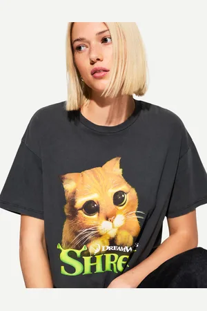 Bershka Maglietta Shrek A Maniche Corte Con Stampa Donna 10-12