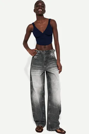 Bershka Jeans Balloon Carpenter Regolabili Donna 46 (Eu 42)