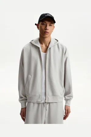 Bershka Felpa Boxy Cropped Con Cerniera E Cappuccio Uomo Xs