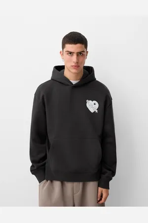 Bershka Felpa Con Cappuccio Oversize Stampata Uomo S