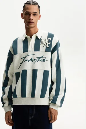 Bershka Felpa Collo A Polo Stampa Uomo L
