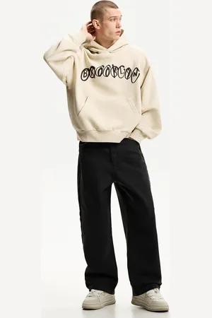Bershka Felpa Boxy Con Cappuccio E Stampa Uomo L