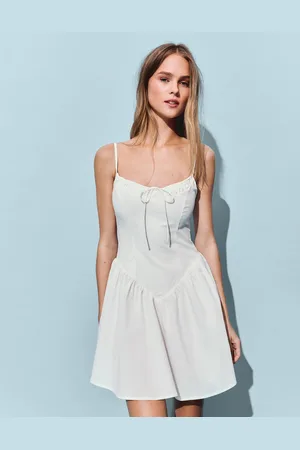 Bershka Vestito Mini Bretelle Arricciature Donna Xs