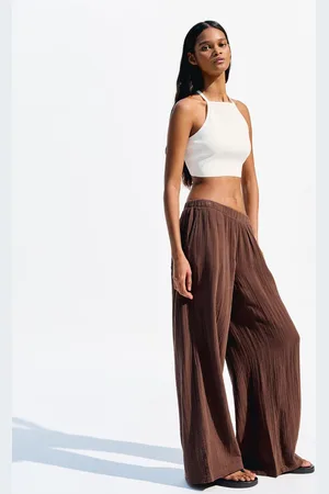 Bershka Pantaloni Wide Leg In Tessuto Semplice Double Cloth Donna Xs