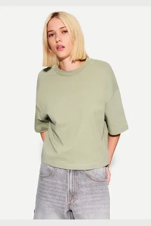 Bershka Maglietta A Maniche Corte Boxy Heavy Cotton Donna M