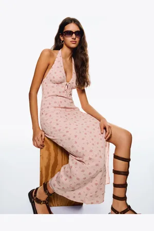 Bershka Vestito Midi Stampato Con Texture Donna M