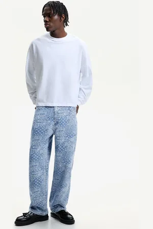 Bershka Jeans Baggy Jacquard Uomo 42 (Eu 36)