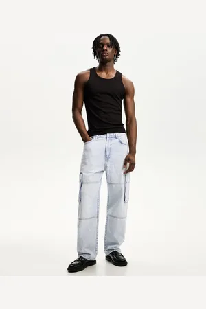 Bershka Jeans Baggy Cargo Uomo 44 (Eu 38)