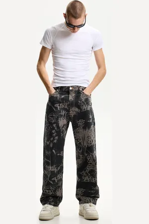 Bershka Jeans Baggy Stampa Uomo 38 (Eu 32)
