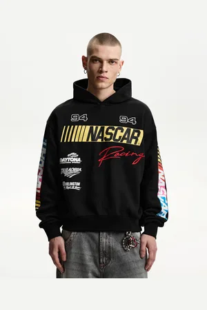 Bershka Felpa Nascar Boxy Con Cappuccio E Stampa Uomo M