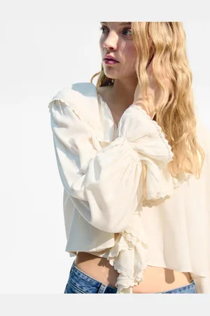 Bershka Camicetta Morbida Volant Donna L