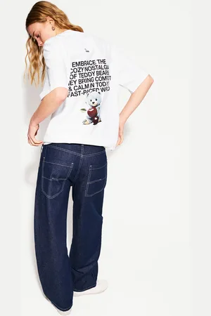 Bershka Maglietta Maniche Corte Stampa Donna M