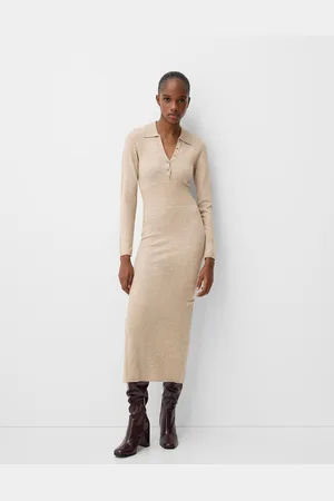 Bershka Vestito Midi Collo A Polo Donna M