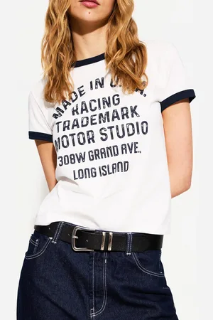 Bershka Maglietta Maniche Corte A Contrasto Stampa Donna M