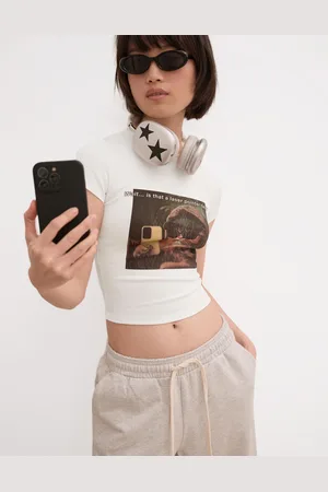 Bershka Maglietta Maniche Corte Stampa Donna L