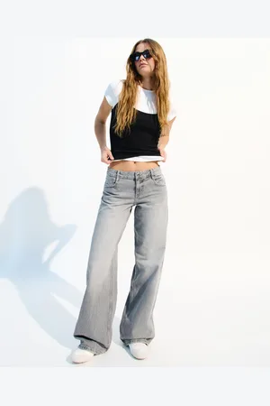 Bershka Jeans A Gamba Larga Low Waist Donna 46 (Eu 42)