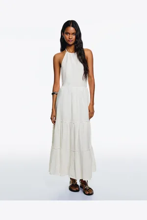 Bershka Vestito Midi Con Collo Halter E Volant Donna Xl