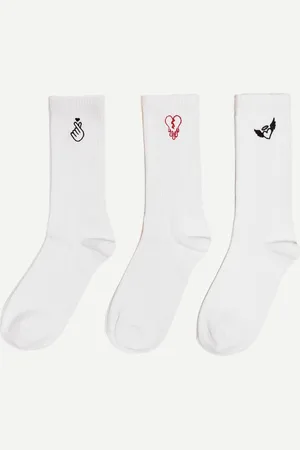 Bershka Pack 3 Paia Di Calzini Ricamati Uomo