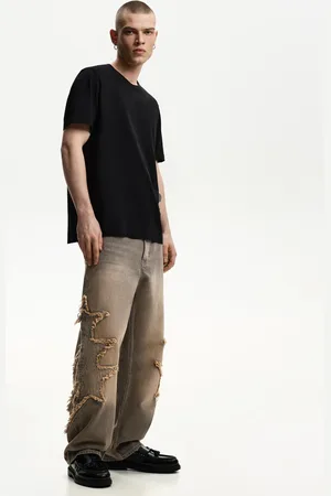 Bershka Jeans Baggy Con Toppe Uomo 40 (Eu 34)