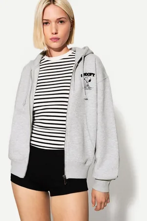 Bershka Felpa Snoopy Con Cerniera E Cappuccio Donna S