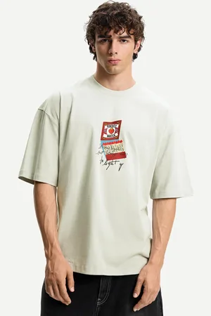 Bershka Maglietta A Maniche Corte Oversize Stampa Uomo M