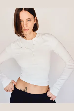 Bershka Maglietta A Maniche Lunghe Collo Serafino Donna Xs