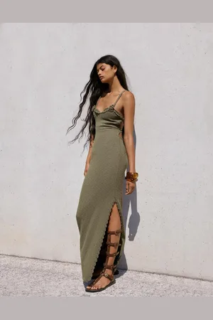 Bershka Vestito Midi Semplice Crochet Donna L