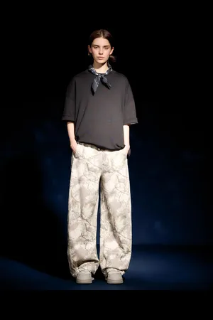 Bershka Pantaloni Felpati Barrel Stampati Donna S
