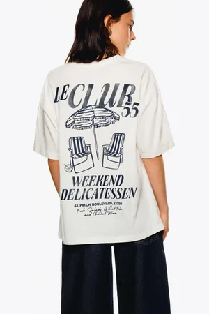 Bershka Maglietta A Maniche Corte Oversize Stampa Donna S