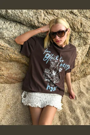 Bershka Maglietta A Maniche Corte Con Stampa Donna L