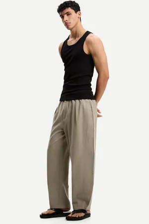 Bershka Pantaloni Baggy Tailored Fit Misto Lino Uomo Xl