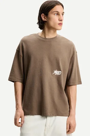 Bershka Maglietta A Maniche Corte Boxy Con Struttura Ricamata Uomo M