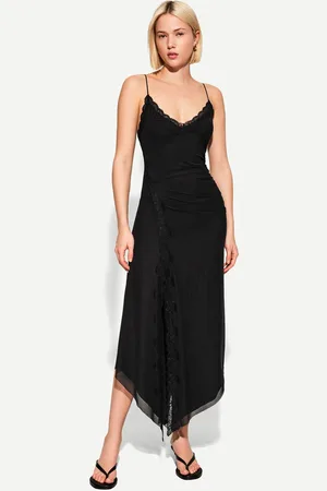 Bershka Vestito Midi Tulle Pizzo Donna M