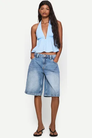 Bershka Shorts In Denim Baggy Donna 36 (Eu 32)